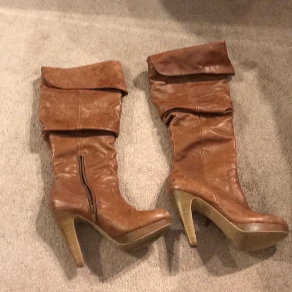 Brown fold over the knee boots!